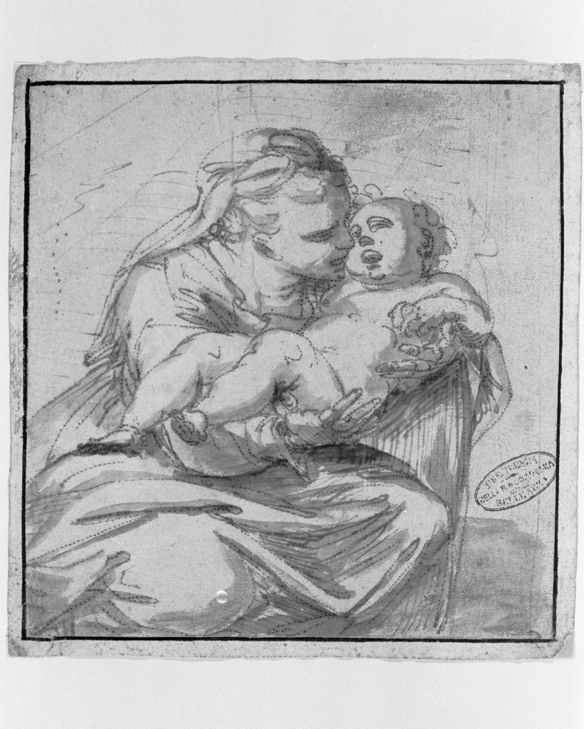 Madonna con Bambino (disegno, opera isolata) di Granello Nicolosio detto Figonetto (attribuito) (prima metà sec. XVI)