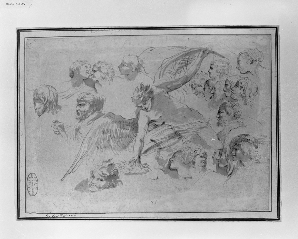 Vittoria (disegno, opera isolata) di Castiglione Giovanni Benedetto detto Grechetto (attribuito) (secondo quarto sec. XVII)