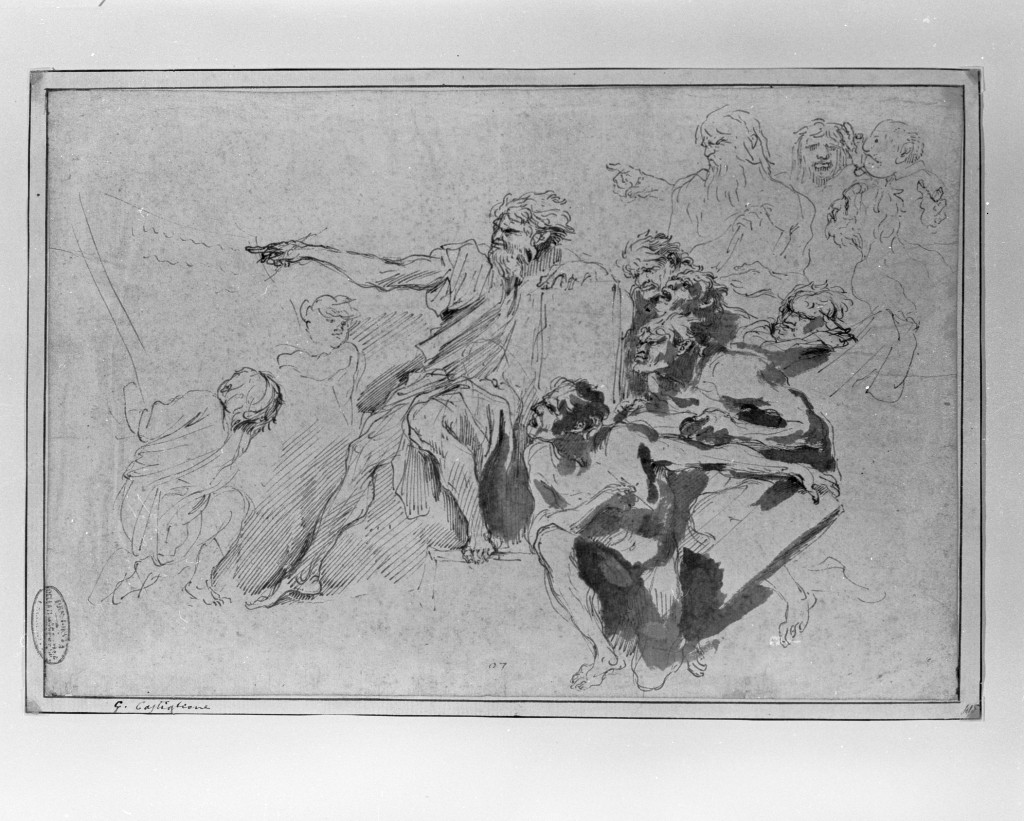 Mosè (disegno, opera isolata) di Castiglione Giovanni Benedetto detto Grechetto (attribuito) (metà sec. XVII)