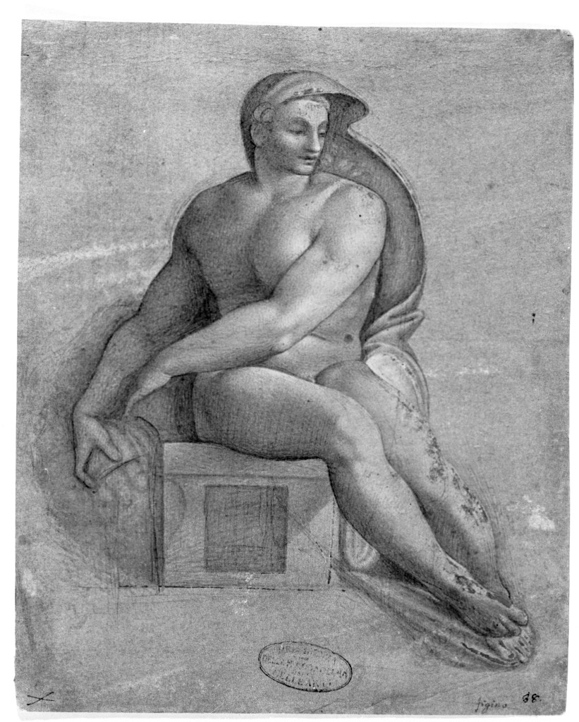 giovane nudo (disegno, opera isolata) - ambito lombardo (seconda metà sec. XVII)
