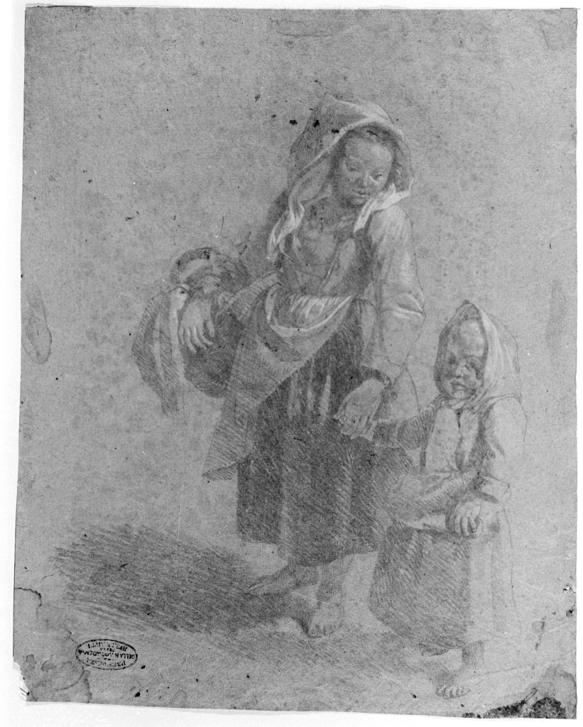 famiglia di contadini (disegno, opera isolata) di Londonio Francesco (attribuito) (seconda metà sec. XVIII)