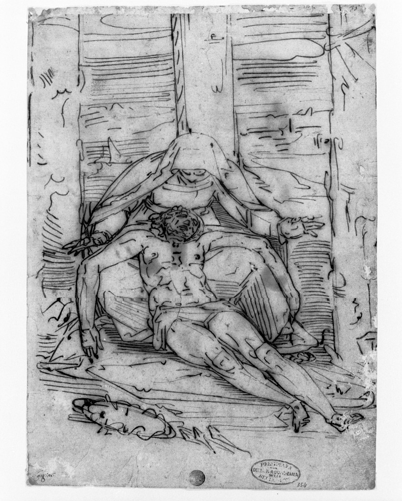 Pietà (disegno, opera isolata) di Cambiaso Luca (attribuito) (seconda metà sec. XVI)