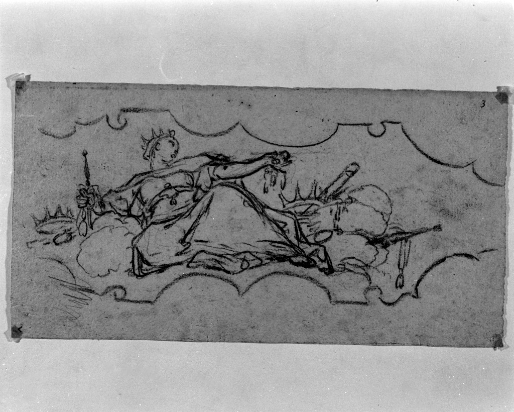 figura allegorica femminile (disegno, elemento d'insieme) di Pittoni Giovanni Battista (secc. XVII/ XVIII)