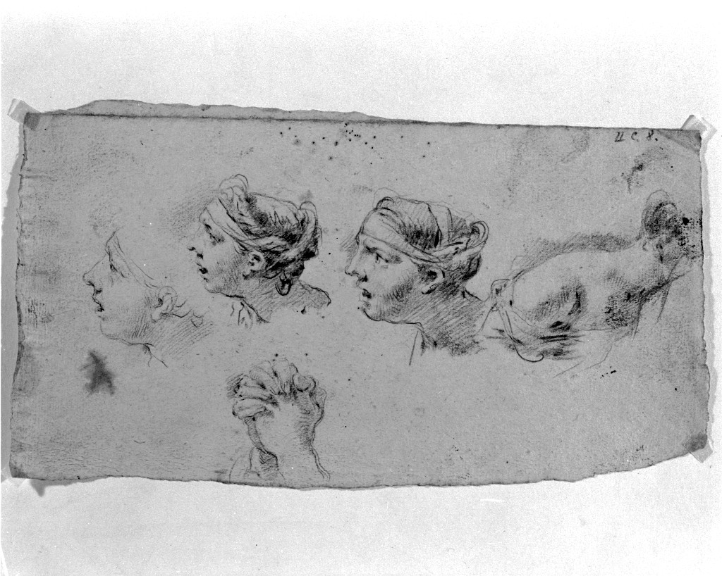 studio di parti anatomiche (disegno, opera isolata) di Pittoni Giovanni Battista (secc. XVII/ XVIII)