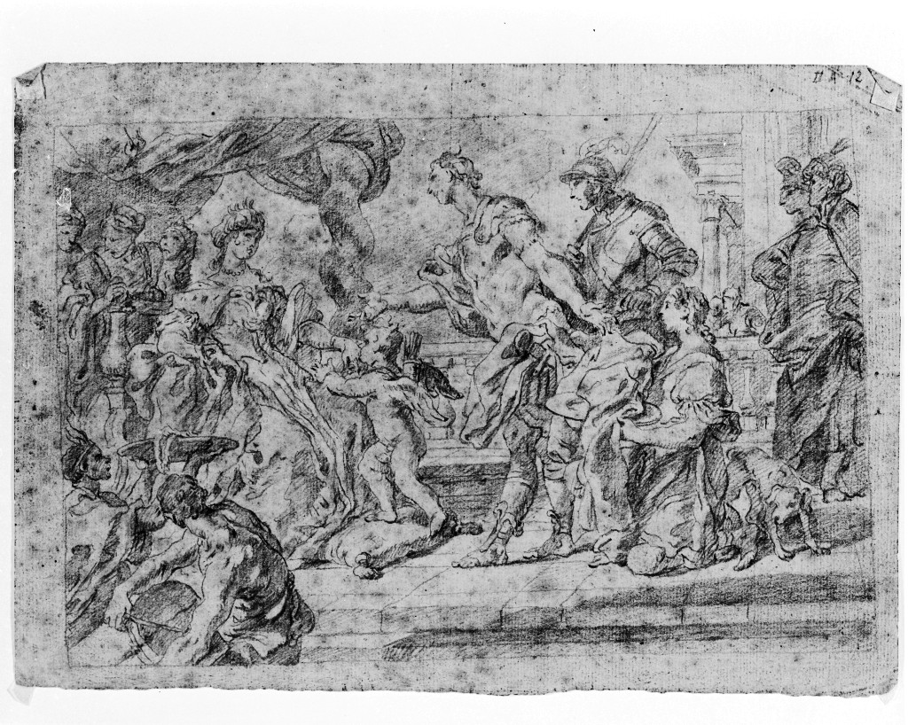 Personaggi e scene da cicli letterari (disegno, opera isolata) di Pittoni Giovanni Battista (scuola) (sec. XVIII)