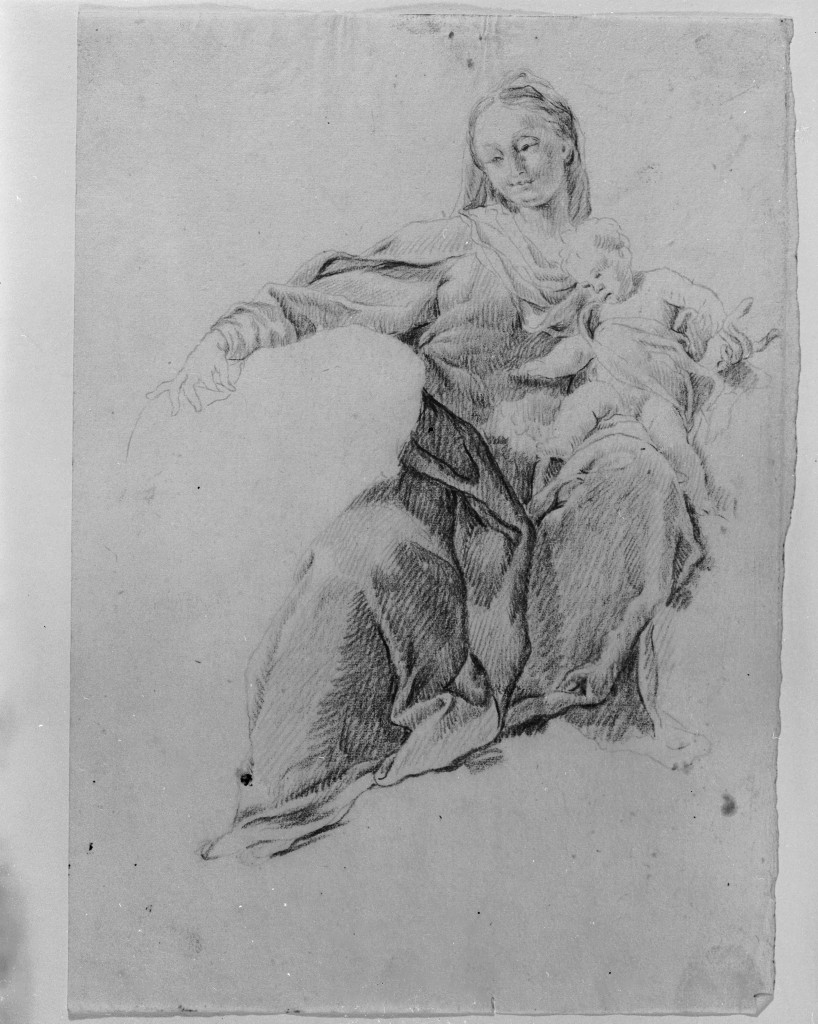 Madonna con Bambino (disegno, opera isolata) di Pittoni Giovanni Battista (maniera) (sec. XVIII)