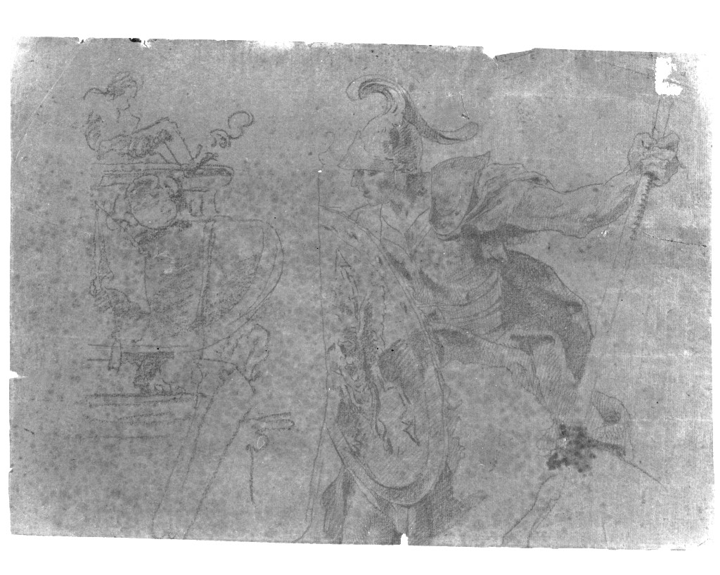 guerriero (disegno, elemento d'insieme) di Kern Anton (attribuito) (sec. XVIII)