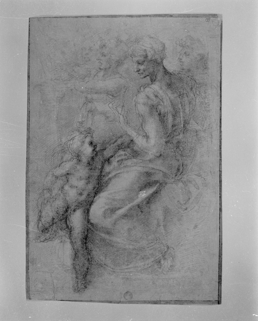 Madonna con Bambino e angeli (disegno, opera isolata) di Buonarroti Michelangelo (attribuito) (sec. XVI)