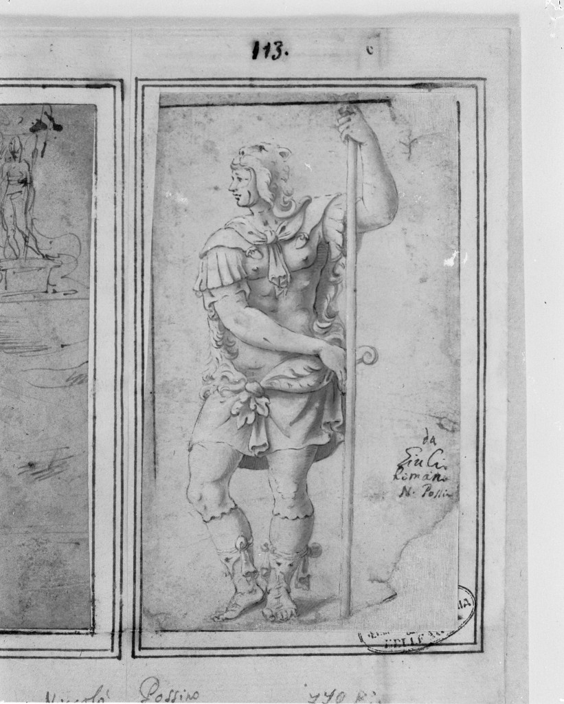 guerriero (disegno, opera isolata) - ambito romano (sec. XVII)