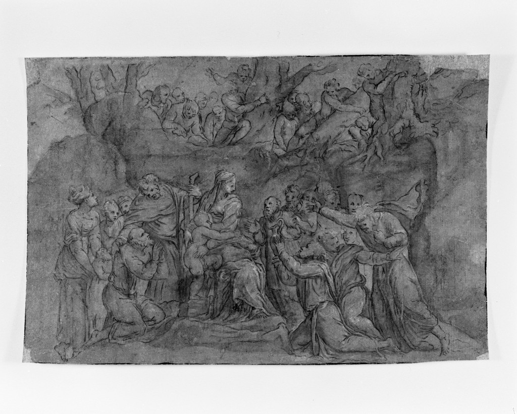 adorazione dei Re Magi (disegno, opera isolata) - ambito bolognese (seconda metà sec. XVI)