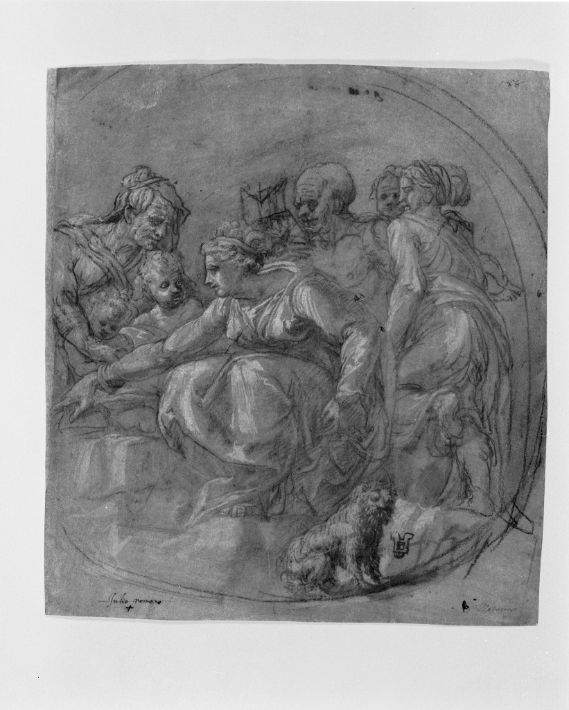 Sacra Famiglia con Sant'Anna e San Giovanni Battista bambino (disegno, opera isolata) di Ligorio Pirro (attribuito) (sec. XVI)