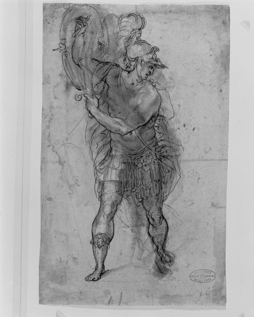 guerriero (disegno, opera isolata) di Motta Raffaellino detto Raffaellino da Reggio (attribuito) (fine sec. XVI)