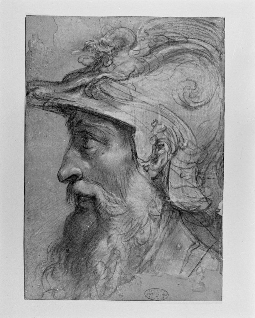 guerriero (disegno, opera isolata) di Cesari Giuseppe detto Cavalier d'Arpino (attribuito) (inizio sec. XVII)