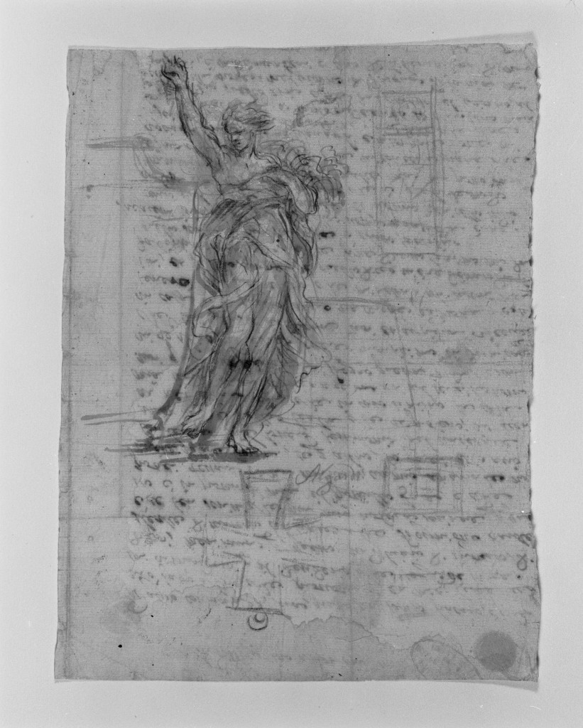 figura allegorica femminile (disegno, opera isolata) di Algardi Alessandro (attribuito) (sec. XVII)