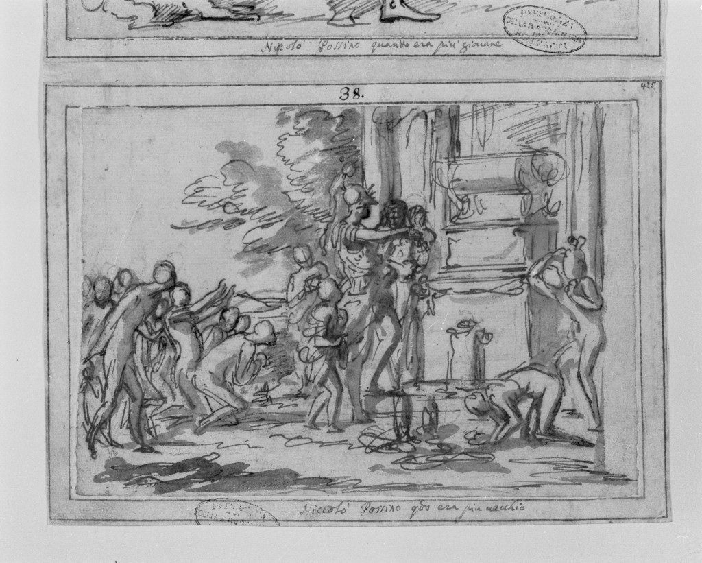 Alessandro Magno sulla tomba di Achille (disegno, opera isolata) di Poussin Nicolas (scuola) (prima metà sec. XVII)