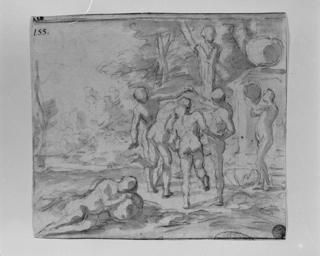 scena pastorale (disegno, pendant) di Poussin Nicolas (scuola) (prima metà sec. XVII)