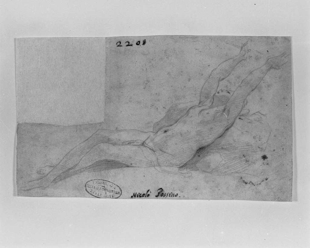 figura femminile nuda (disegno, opera isolata) - ambito romano (sec. XVII)