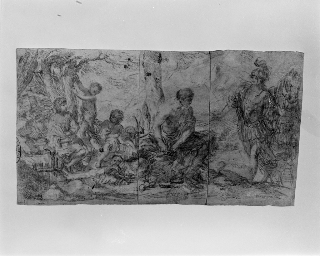 Erminia e i pastori (disegno, insieme) di Lauri Filippo (attribuito) (metà sec. XVII)