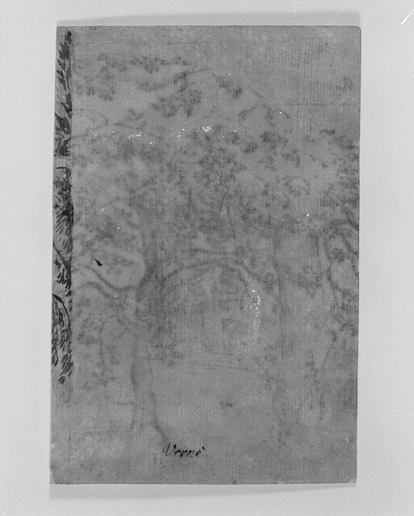 paesaggio con alberi (disegno, opera isolata) di Pannini Giovanni Paolo (attribuito) (fine/inizio secc. XVII/ XVIII)