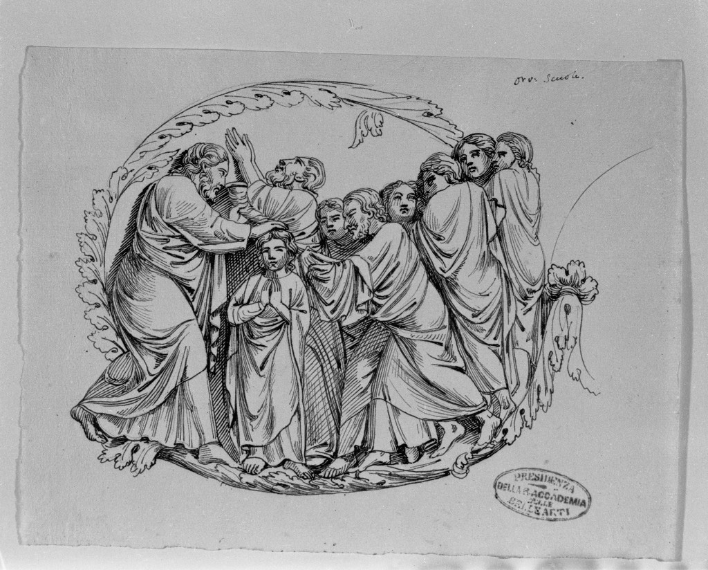 Unzione di David, Samuele unge David (disegno, opera isolata) di De Superville Pierre Davide Humbert (sec. XVIII)