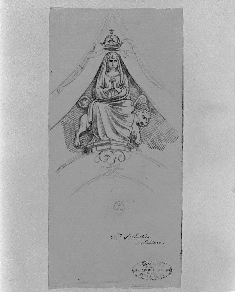Santa Scolastica, Santa (disegno, elemento d'insieme) di De Superville Pierre Davide Humbert (sec. XVIII)