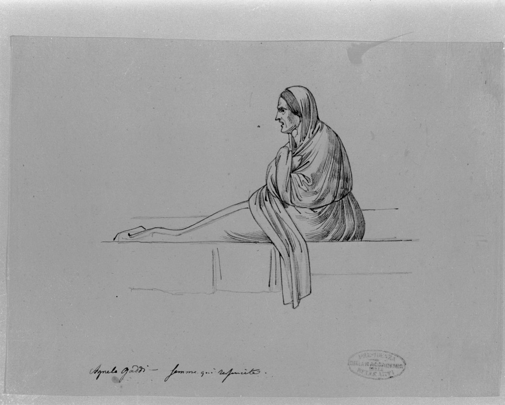 figura femminile seduta (disegno, opera isolata) di De Superville Pierre Davide Humbert (sec. XVIII)