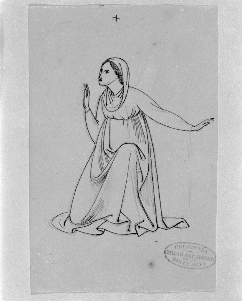 figura femminile inginocchiata (disegno, opera isolata) di De Superville Pierre Davide Humbert (sec. XVIII)