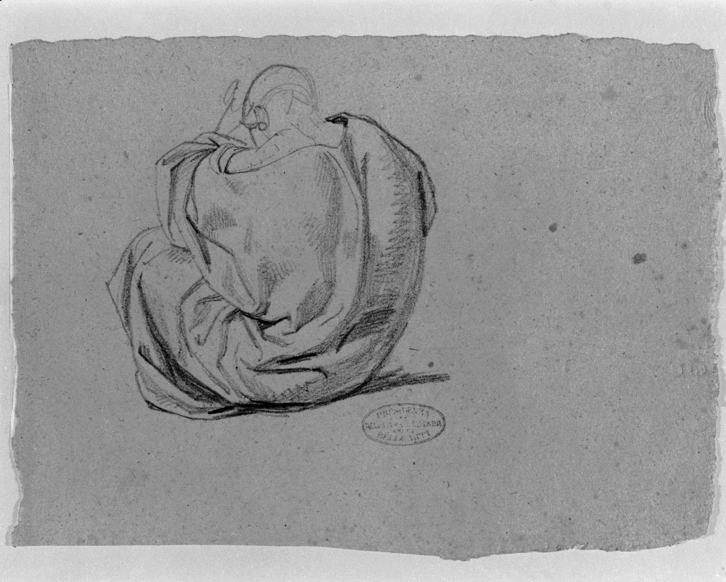 figura maschile seduta (disegno, opera isolata) di De Superville Pierre Davide Humbert (sec. XVIII)