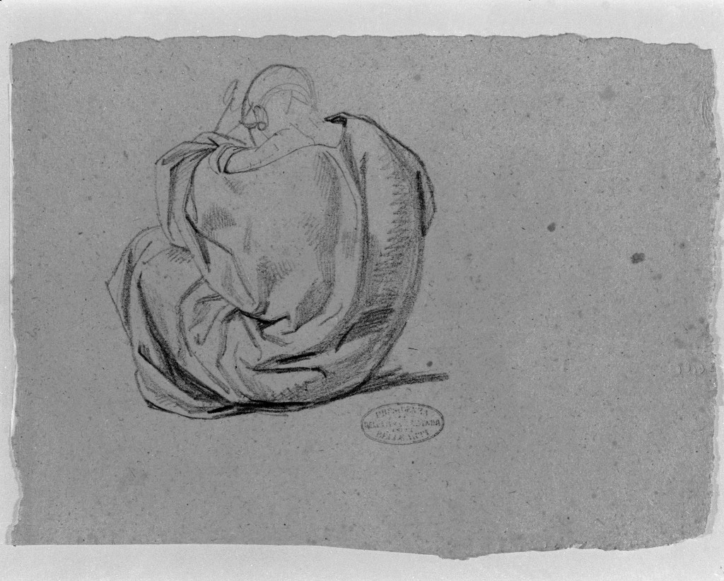 figura maschile seduta (disegno, opera isolata) di De Superville Pierre Davide Humbert (sec. XVIII)