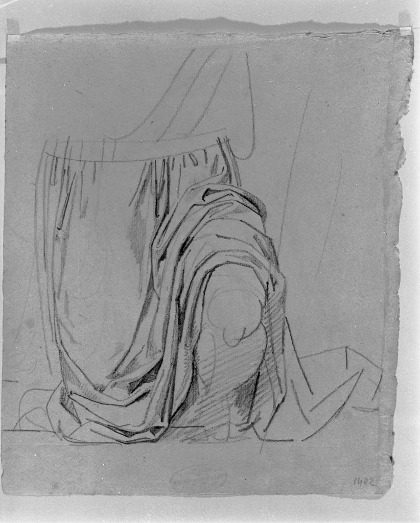 figura maschile inginocchiata (disegno, opera isolata) di De Superville Pierre Davide Humbert (sec. XVIII)