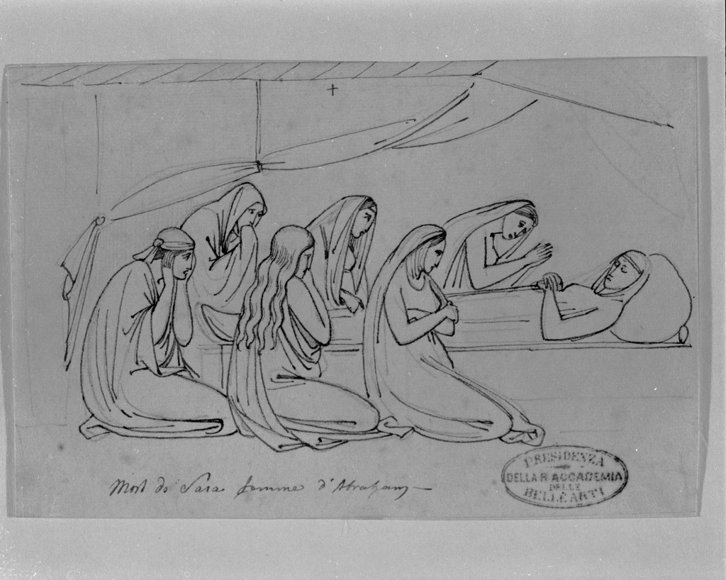 morte di Sara (disegno, opera isolata) di De Superville Pierre Davide Humbert (secc. XVIII/ XIX)