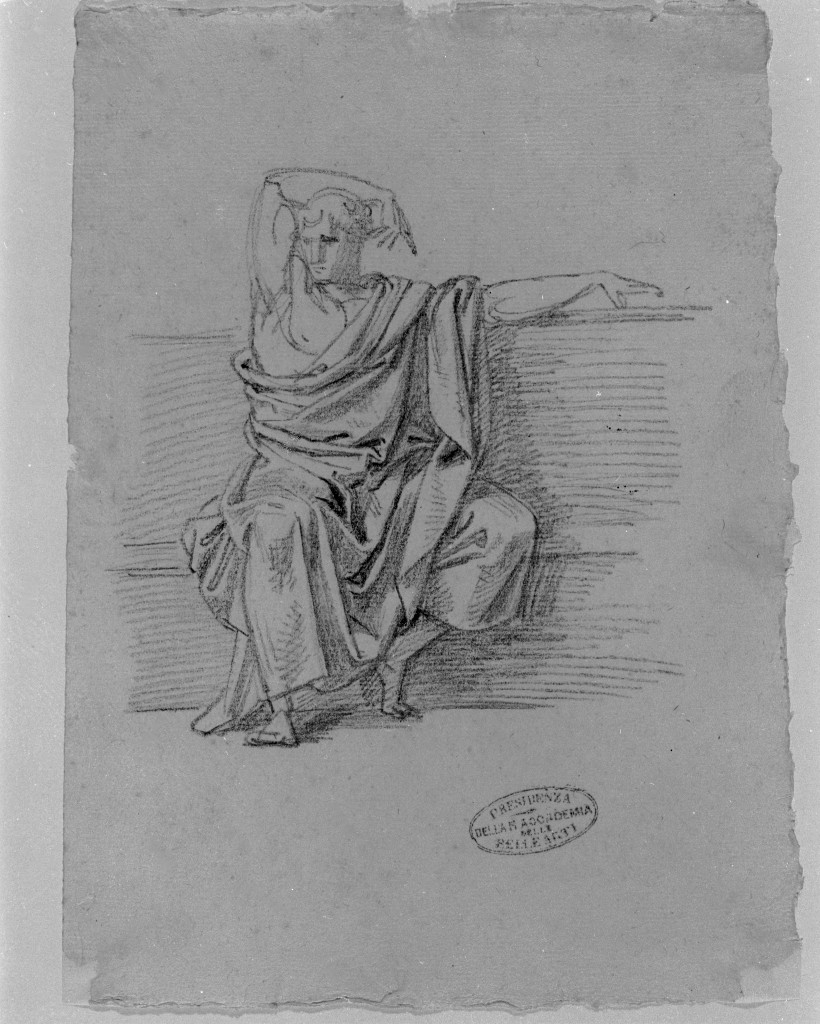 figura maschile seduta (disegno, opera isolata) di De Superville Pierre Davide Humbert (secc. XVIII/ XIX)