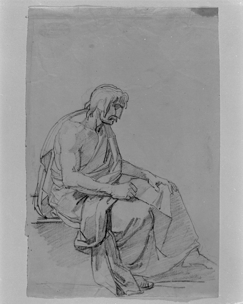 figura maschile seduta (disegno, opera isolata) di De Superville Pierre Davide Humbert (secc. XVIII/ XIX)