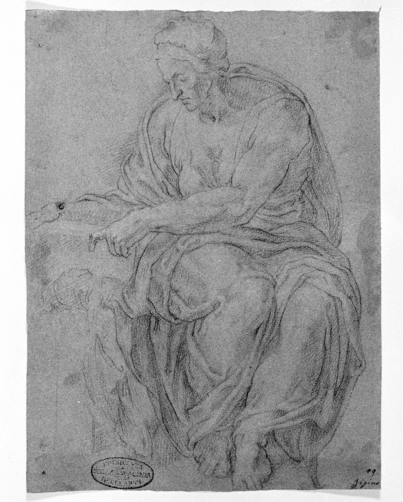 figura maschile (disegno, opera isolata) di Figino Giovanni Ambrogio (attribuito) (seconda metà sec. XVI)
