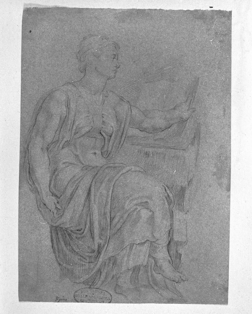 figura femminile seduta (disegno, opera isolata) di Figino Giovanni Ambrogio (attribuito) (seconda metà sec. XVI)