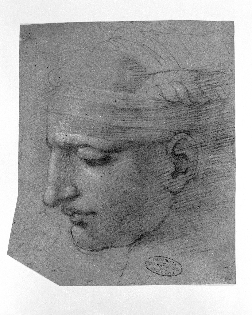 testa di donna (disegno, elemento d'insieme) di Figino Giovanni Ambrogio (attribuito) (seconda metà sec. XVI)