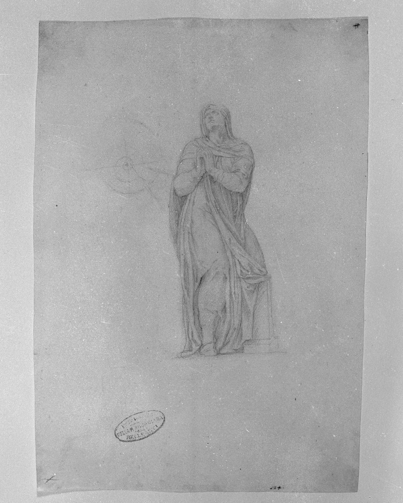 figura femminile panneggiata (disegno, opera isolata) di Figino Giovanni Ambrogio (attribuito) (seconda metà sec. XVI)