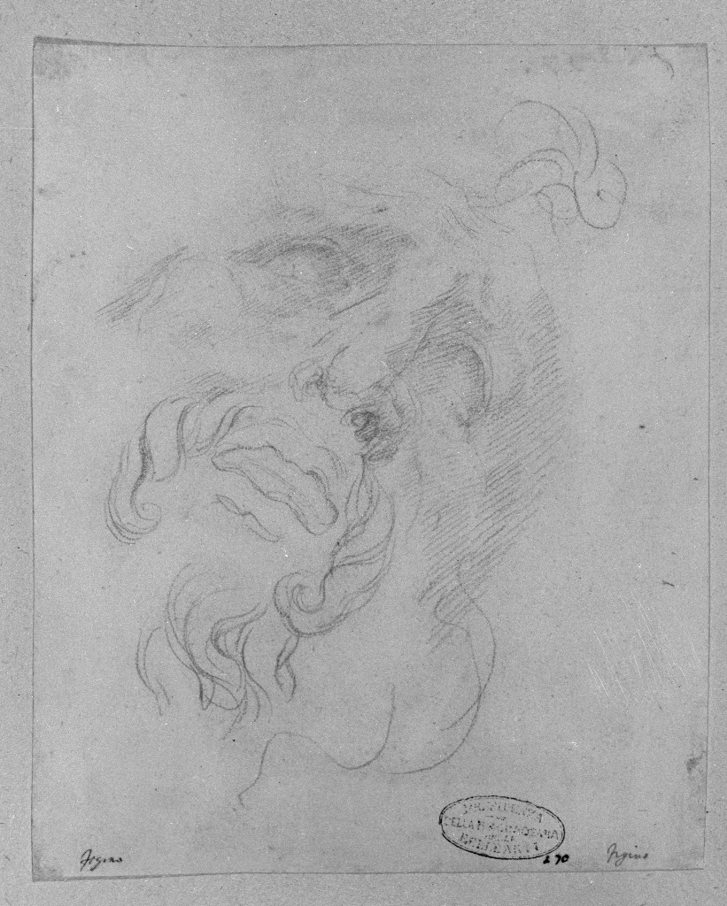 testa maschile (disegno, opera isolata) di Figino Giovanni Ambrogio (attribuito) (seconda metà sec. XVI)