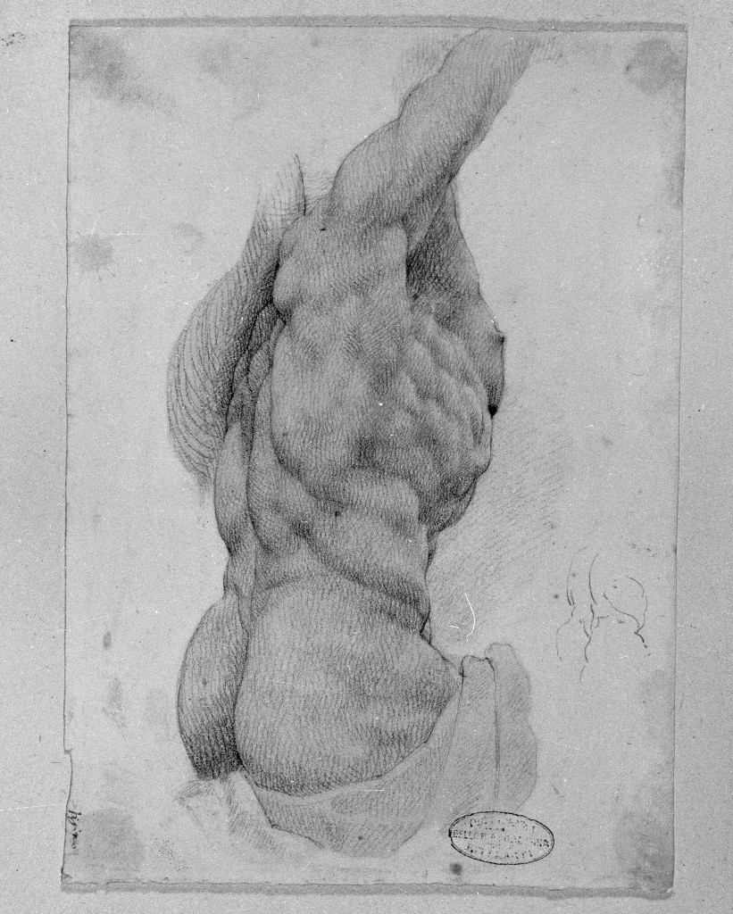 figura maschile (disegno, elemento d'insieme) di Figino Giovanni Ambrogio (attribuito) (seconda metà sec. XVI)