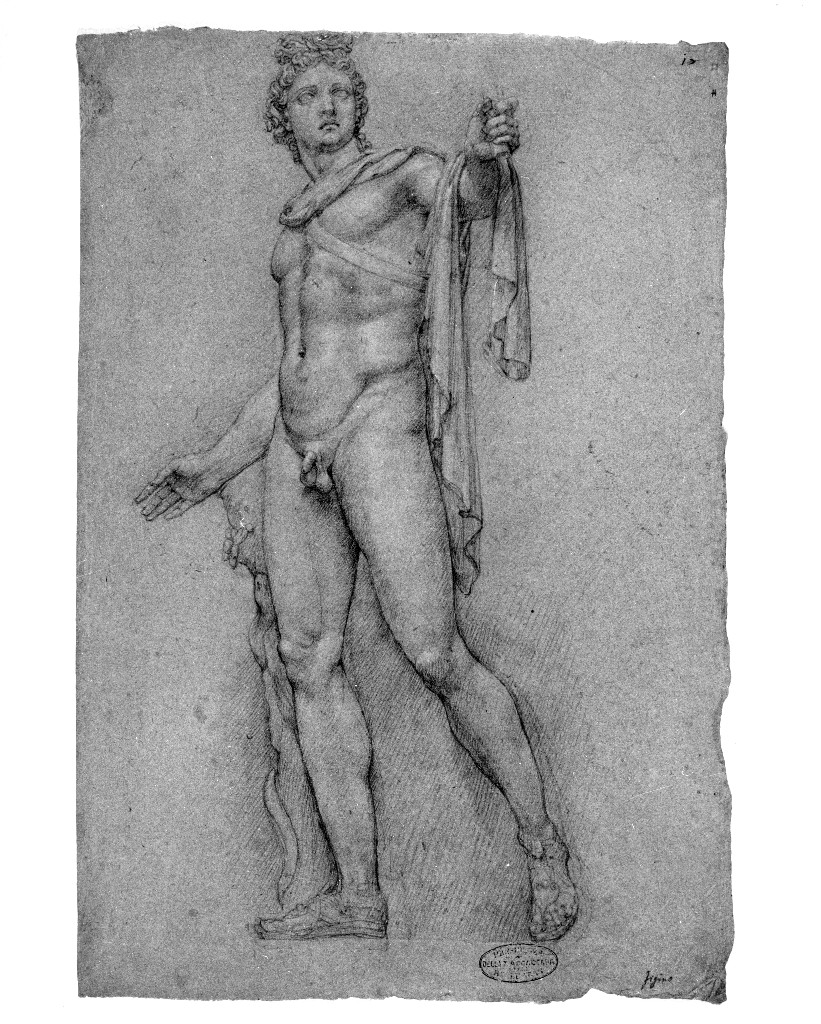 figura maschile (disegno, elemento d'insieme) di Figino Giovanni Ambrogio (attribuito) (seconda metà sec. XVI)