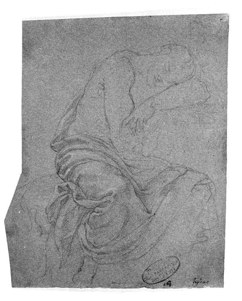 figura maschile seduta (disegno, opera isolata) di Figino Giovanni Ambrogio (seconda metà sec. XVI)