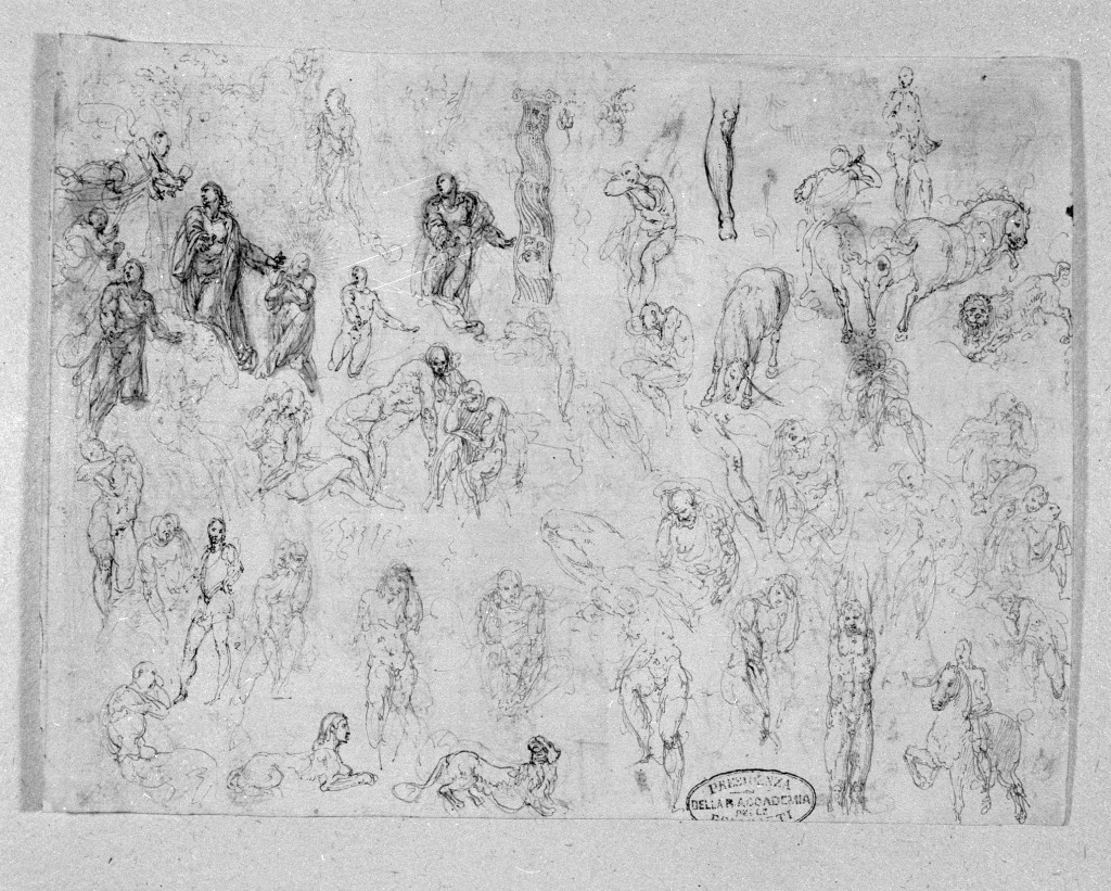 figure maschili e animali (disegno, elemento d'insieme) di Figino Giovanni Ambrogio (attribuito) (seconda metà sec. XVI)