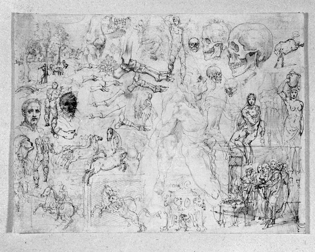figure maschili e animali (disegno, insieme) di Figino Giovanni Ambrogio (attribuito) (seconda metà sec. XVI)