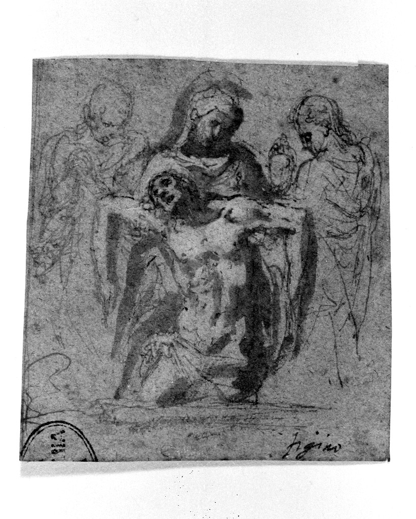 Cristo in pietà (disegno, opera isolata) di Figino Giovanni Ambrogio (attribuito) (seconda metà sec. XVI)
