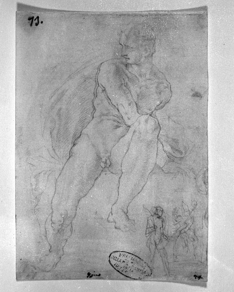 figura maschile (disegno, insieme) di Figino Giovanni Ambrogio (attribuito) (seconda metà sec. XVI)