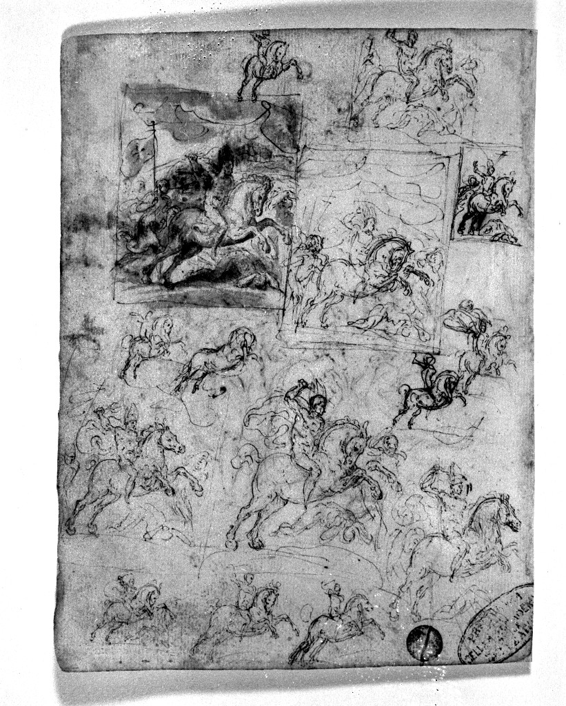 figure maschili e animali (disegno, insieme) di Figino Giovanni Ambrogio (attribuito) (seconda metà sec. XVI)