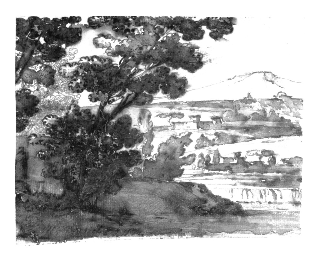 veduta di Castel Sant'Angelo a Roma (disegno, insieme) di Quarenghi Giacomo (attribuito) (sec. XVIII)