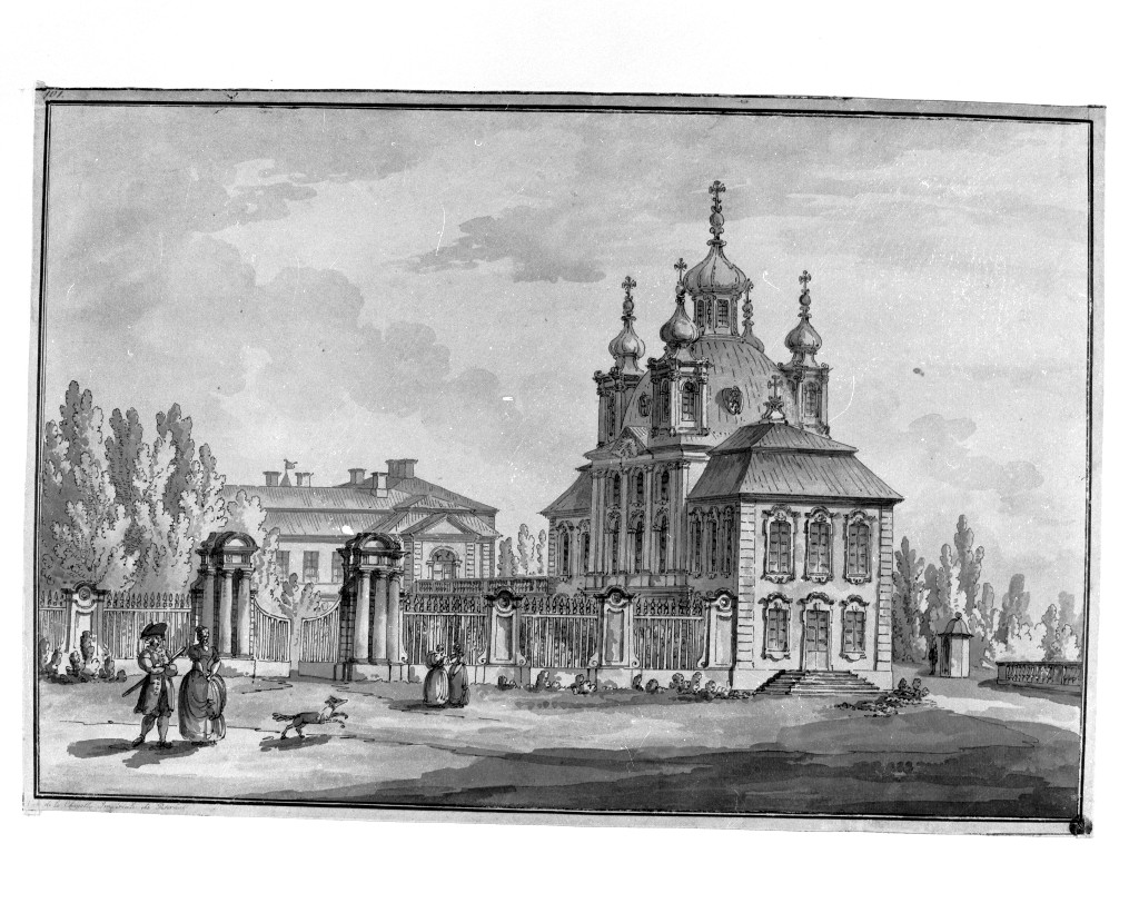 veduta di un palazzo (disegno, opera isolata) di Quarenghi Giacomo (attribuito) (sec. XVIII)