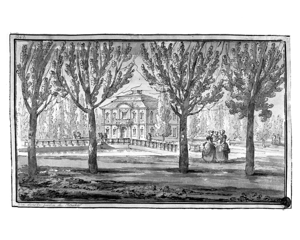paesaggio con alberi (disegno, opera isolata) di Quarenghi Giacomo (attribuito) (sec. XVIII, sec. XVIII)