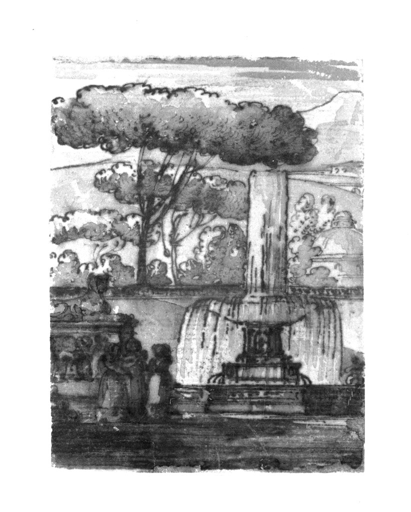 paesaggio (disegno, opera isolata) di Quarenghi Giacomo (attribuito) (sec. XVIII)